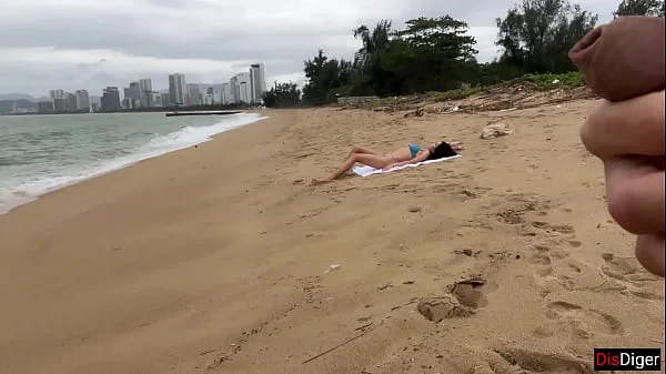Babe Can I Cum On Your Tits? - Public Cock Flashing On The Beach