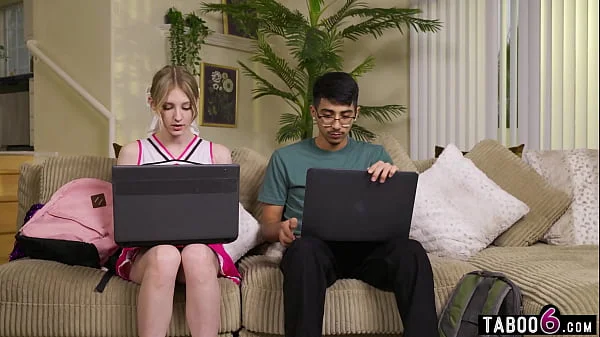 Shy virgin guy fucks the most popular teen cheerleader Melody Marks