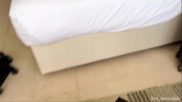 First time on a business trip but I'm already servicing my boss's cock and destroying my ass to please him