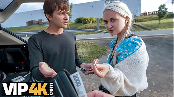 HUNT4K. Blonde babe was so sad so Hunter offered her fun and she loved to ride his big dick