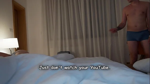 Step sister shocked when step son cum in step mom while share bed sex in hotel room (feat. Kisscat)