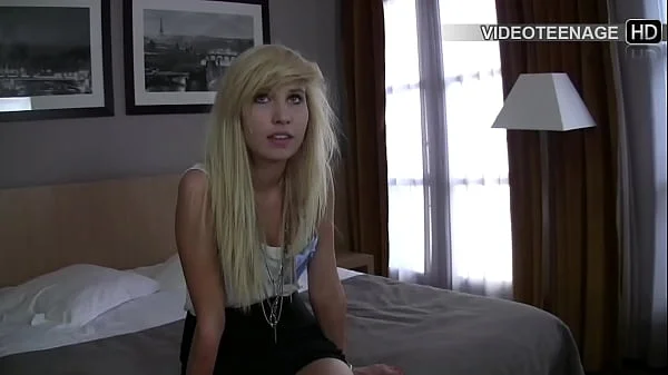 shy 18 year blonde Vicky does her first porn casting