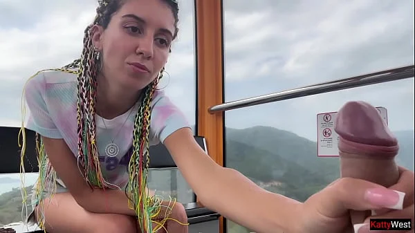 Public Dick Flashing - Girl Jerks My Cock And Swallows Cum On Ferris Wheel