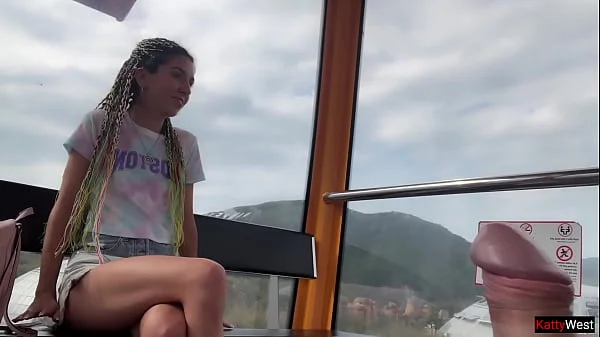 Public Dick Flashing - Girl Jerks My Cock And Swallows Cum On Ferris Wheel