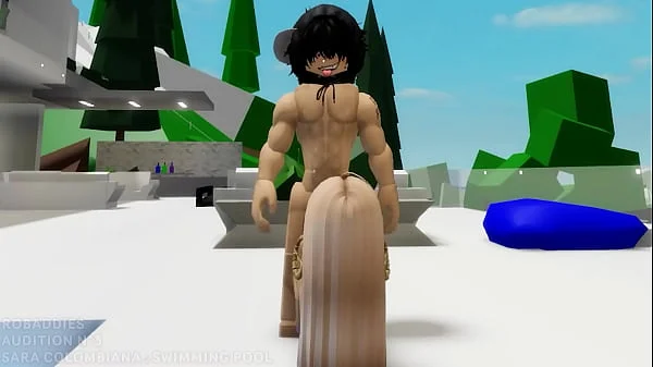 ROBADDIES - AUDITION N°3 - SARA HOT COLOMBIAN GIRL GIVES A BLOWJOB IN THE SWIMMING POOL