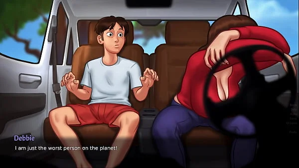 Summertime Saga - Busty Stepmom sucks a huge cock and gives the best sloppy blowjob