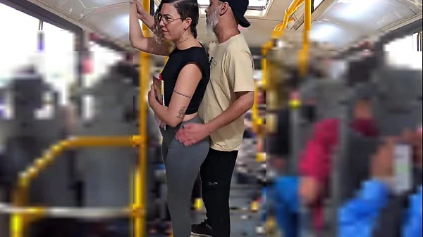 Slutty Student Gets Cumshot in Public on the Bus