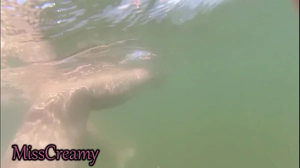 We Got Caught! My Teacher Handjobs My Cock Underwater on Nude Beach Public Sex