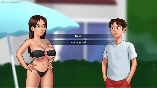 Summertime Saga By DarkCookie - Hot Stepmom Debbie in Seductive Sexy Dress Begs Him to Kiss Her