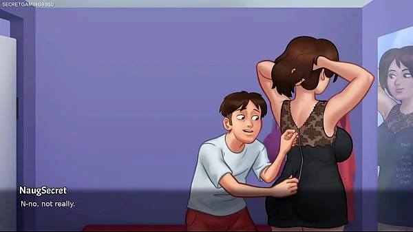 Summertime Saga By DarkCookie - Hot Stepmom Debbie in Seductive Sexy Dress Begs Him to Kiss Her