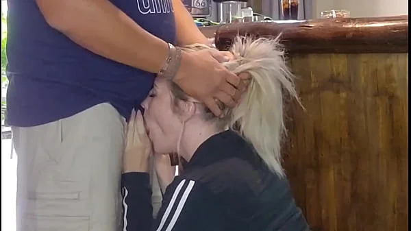 Qute blonde teen bends over for big dick