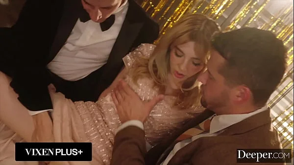 Deeper. Petite Hottie Demi Hawks Gets Spit Roasted By Two Massive Cocks