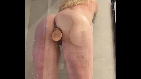 Horny Chubby Masturbates in Shower with Big Dildo (TEASER)