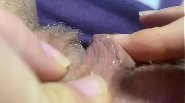 Huge clitoris rubbing and jerking orgasm in extreme closeup