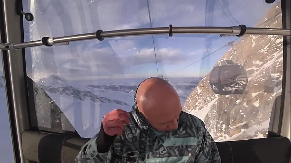 4K Public cumshot on mouth in ski lift Part 1, 2