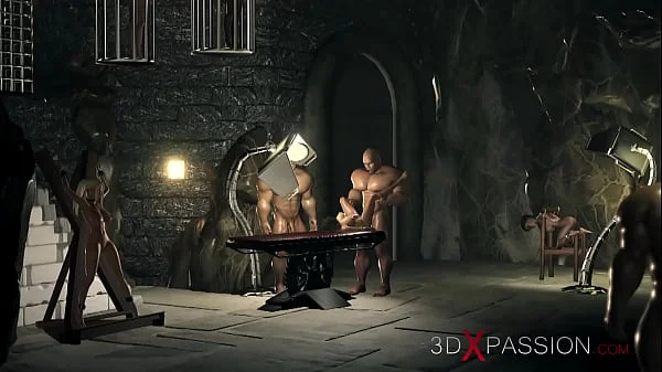 Big monsters fuck girl in the dark dungeon