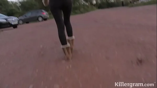 Dogging Milf cum slut Lucy Barker in the woods sucking off strangers