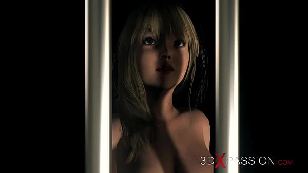 Confused nerdy girl captive gets fucked by big monsters in the dark dungeon