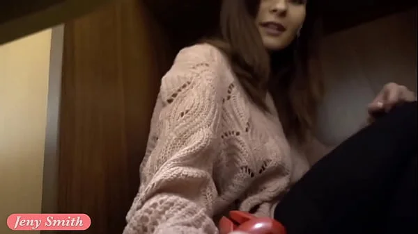 Jeny Smith caught by angry guard while she trying to spend the night in a shop naked!