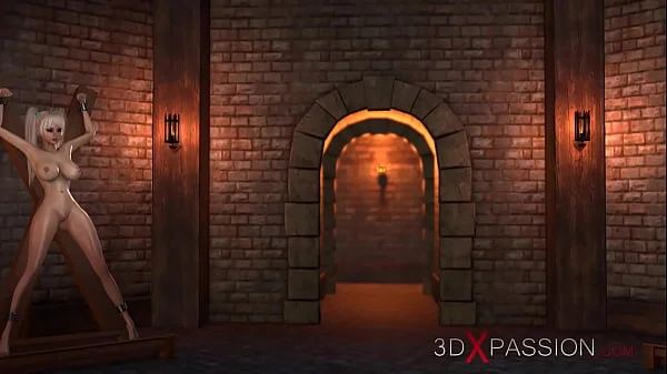 Beast man fucks hard a sweet girl in the dungeon