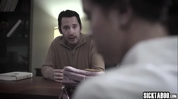 Horny petite brunette teen sucks a perverted guys cock