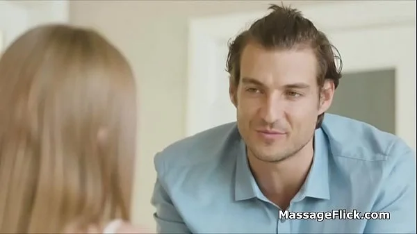 Lovely couple joined by busty teen masseuse