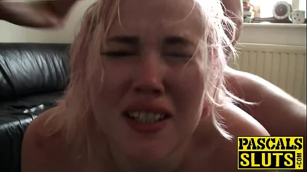 Hardfucked curvy babe toys her pussy on maledoms wish