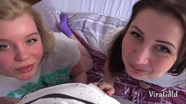 Double Blowjob by Two Rural Girls and Cum in Mouth