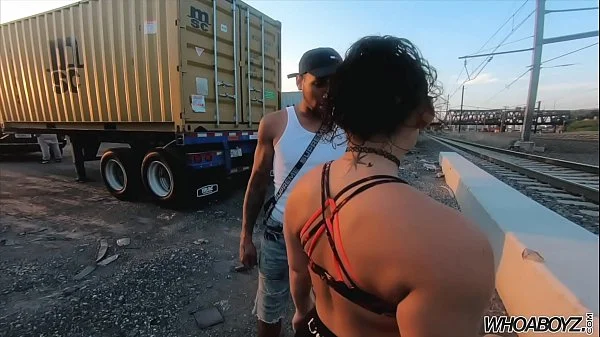fucking a big booty slut in the public train yard