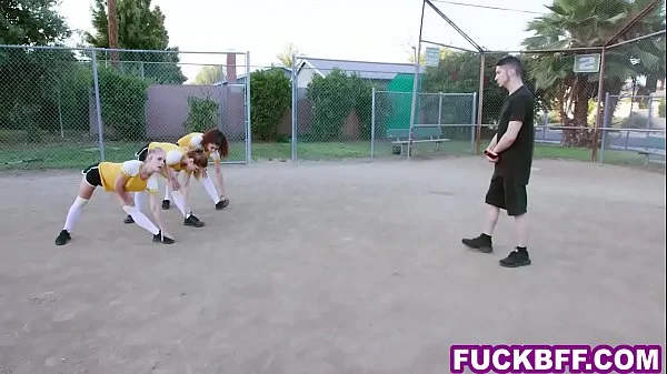 Coach gets lucky with 3 teens after the workout