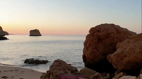Spanish girl swallow cum at beach