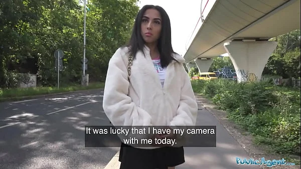 Public Agent - Pretty British Brunette Teen Sucks and Fucks big cock outside after nearly getting run over by a runaway Fake Taxi