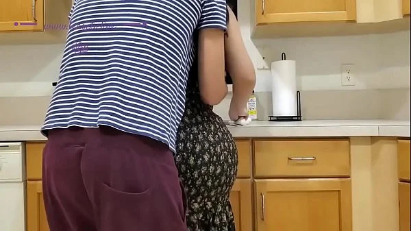 Big Ass Stepmom Fucks Her Stepson In The Kitchen After Seeing His Big Boner