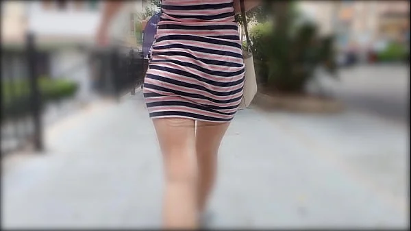 Hot Wife Walking In Tight Dress Wiggling Sexy Booty