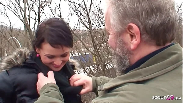 Ugly Grandpa Outdoor Sex with Cute