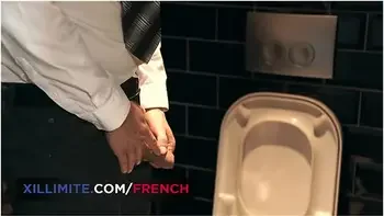 Alexa Tomas And Cara Saint-germain - Trio In The Bathroom Of The Office