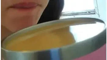 Nudist Crazy White Girl Only Fans Cam Slut Drinks Morning Coffee Lunatic