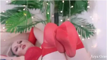 Red Sexy Lingerie Curvy Slowly Teasing By Blonde