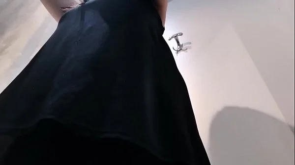 Your goes to a clothing store and puts her panties inside her pussy while she tries on some jeans