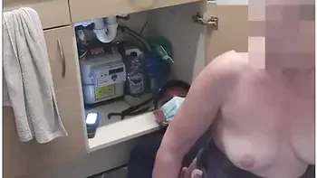 Mature Cheating Wife With Plumber. Footplay, Bj, Rides His Cock And Fucked From Behind