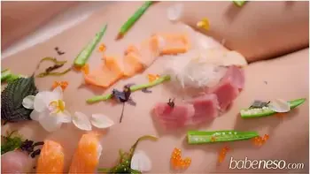 Sashimi On Pussy!? Enjoy Sushi On A Busty Babes Oiled Up Body