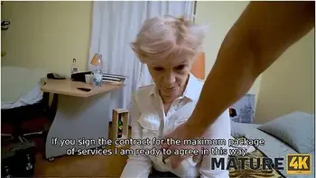 Woman Over Fifty In Stockings Takes Payment In Form Of Cock