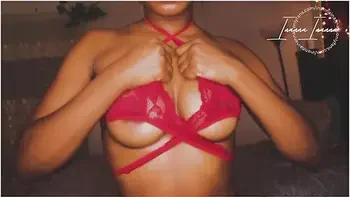 Red Hot Lingerie Try On Haul Ebony Babe W/ Brown Perky Tits