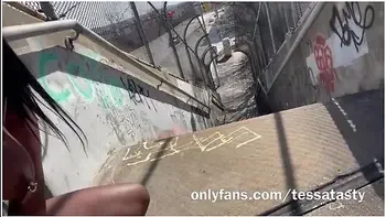Tessa Tasty Squirts On A City Bridge