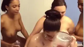 Amazing Lesbian Orgy In Sauna With Oil Being Rubbed All Over Hot Bodies