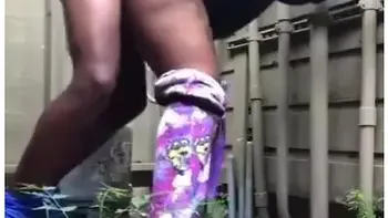 Bitch Got Her Bussin His Morning Nut In Her Pussy At The Back Of Her Mama House