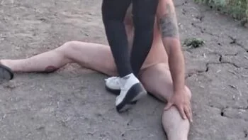 Amateur Femdom Ballbusting Outdoor - Miss JJ Chose Slave CBT & Cumshot