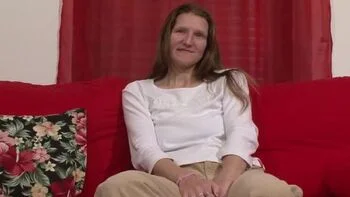 German amateur brunette masturbates with dildo in front of camera