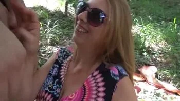 Italian Lady Surprised by Giant Cock in Park - Big Tits Amateur Outdoor Blowjob