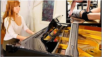 Playing The Piano And Teasing The M-man With Heels In A Rear Seated Position